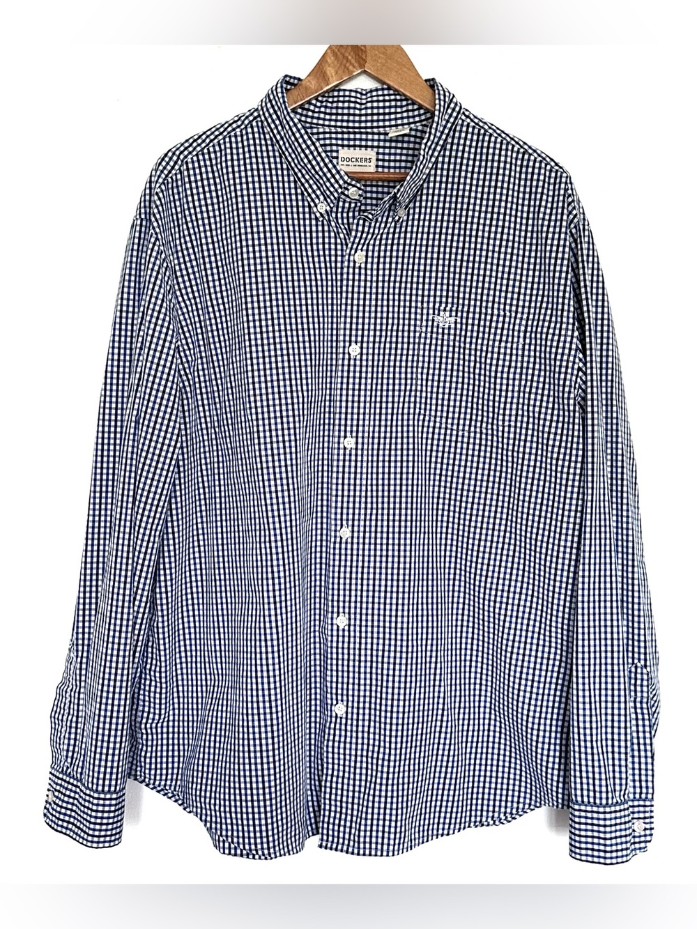 Dockers Shirt Men’s XXL Plaid Button Up Long Sleeve Pocket Collared Top